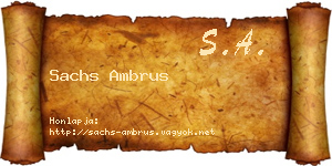 Sachs Ambrus névjegykártya